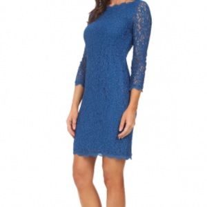 Adrianna Papell blue lace cocktail dress size 10P